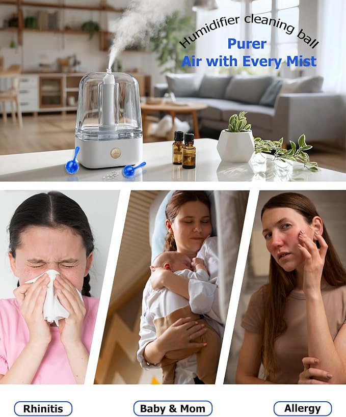 ZhenD 16 Pack Humidifier Cleaner Anti-Scale Balls: Stop White Dust, Extend Humidifier Life, help reduce Hard Water Build-Up
