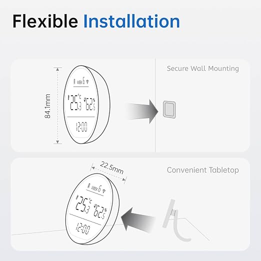 Zigbee Temperature and Humidity Sensor, Smart Hygrometer Thermometer with Large Screen, Supports Threshold Alerts or Smart
