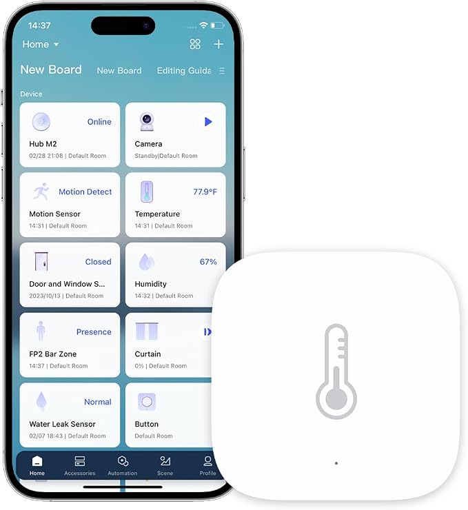 Zigbee Temperature and Humidity Sensor, Wireless Thermometer Hygrometer for Home Automation, Remote Monitoring, product image