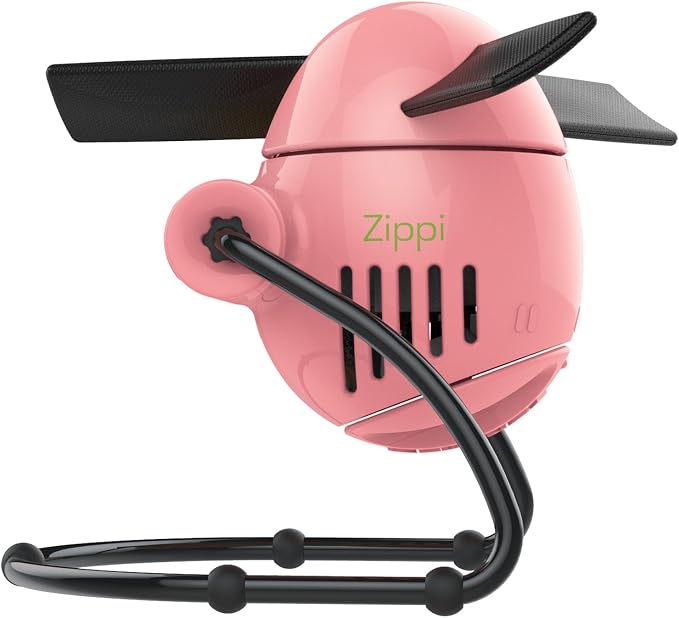 Zippi Small Personal Fan, Foldable Cooling for Desk, 2 Speed Settings, Soft Nylon Blades, Directable Airflow, Perfect Fan for