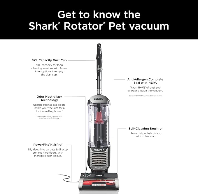 ZU102 Rotator Pet Upright Vacuum with PowerFins HairPro & Odor Neutralizer Technology, Charcoal, 2.9 L Dust Cup, alternate